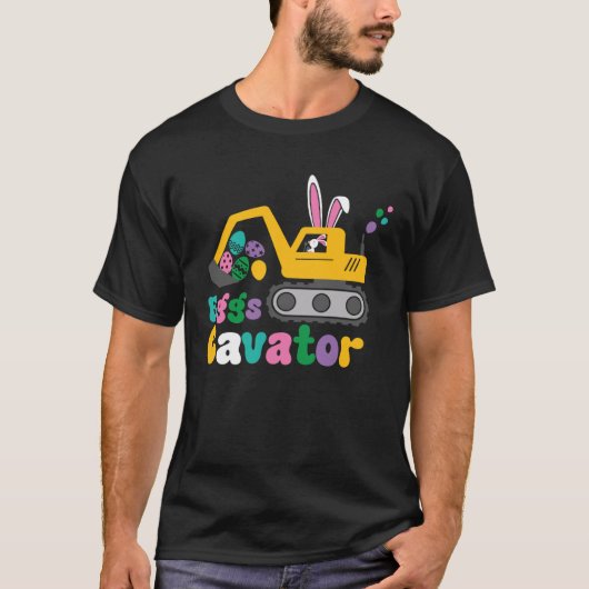Eggs Cavator Easter Bunny Excavator Cute Hunting E Tシャツ (正面)