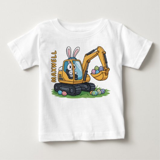 Eggs-Cavator Toddler Easter Egg T-Shirt ベビーTシャツ (正面)