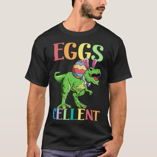 Eggs Cellent Easter Rex Dinosaur Bunny Kids Dino B Tシャツ (正面)