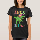 Eggs Cellent Easter Rex Dinosaur Bunny Kids Dino B Tシャツ (正面)