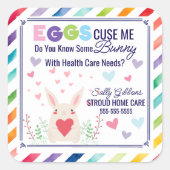 Eggs-cuse Me – イースターの健康紹介気に スクエアシール (正面)