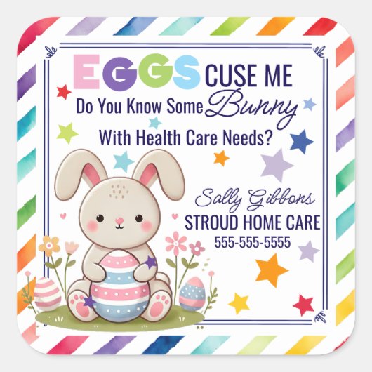 Eggs-cuse Me – イースターの健康紹介気に スクエアシール (正面)
