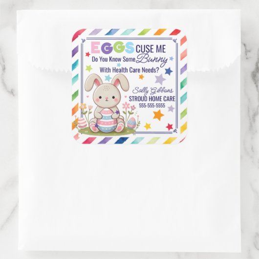 Eggs-cuse Me – イースターの健康紹介気に スクエアシール (バッグ)