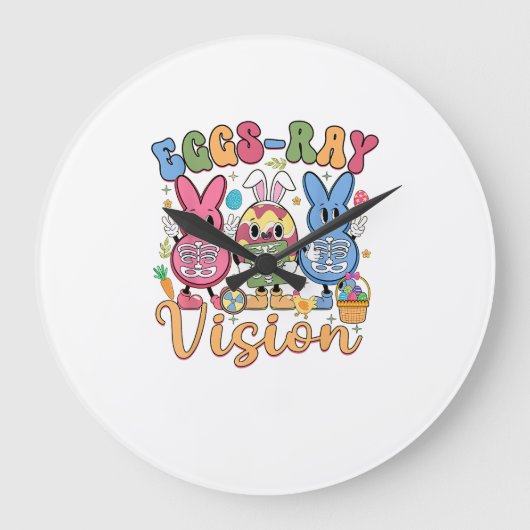 Eggs Ray Vision Happy Easter Day Xray Technician R ラージ壁時計 (正面)