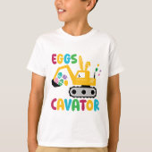 EggsCavatorイースターボーイショベルおもしろいキッズ Tシャツ (正面)