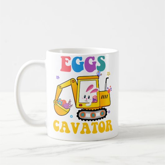Eggscavator Easter Day Excavator Hunting Egg Bunny コーヒーマグカップ (左)
