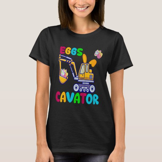 EggsCavator Happy Easter Funny Excavator Hunting E Tシャツ (正面)