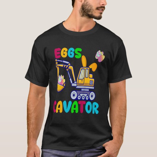 EggsCavator Happy Easter Funny Excavator Hunting E Tシャツ (正面)