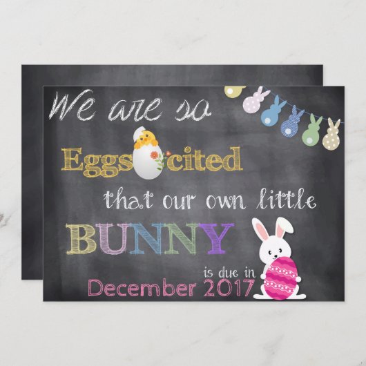 Eggscitedイースターの妊娠は発表を明らかにします シーズンカード (正面/裏面)