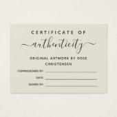 Eggshell Brownスクリプトの真正性証明書 (正面)