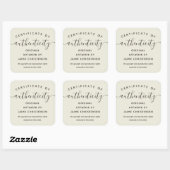 Eggshell Chic Script Certificate of Authenticity スクエアシール (シート)