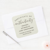Eggshell Chic Script Certificate of Authenticity スクエアシール (封筒)