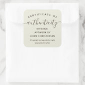 Eggshell Chic Script Certificate of Authenticity スクエアシール (バッグ)