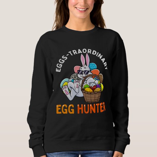 Eggspert Egg Hunter Easter Boy Girl Bunny Eggs-Tra スウェットシャツ (正面)