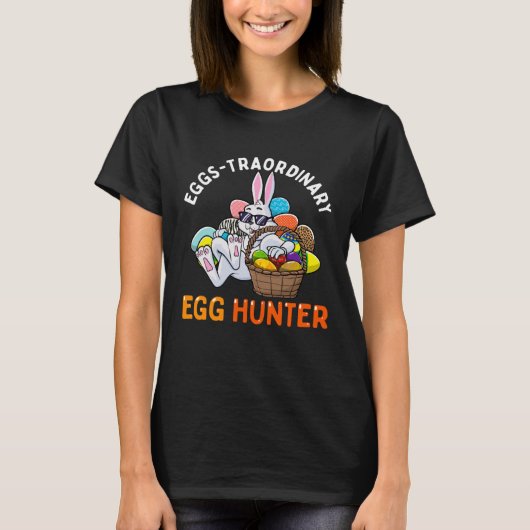 Eggspert Egg Hunter Easter Boy Girl Bunny Eggs-Tra Tシャツ (正面)