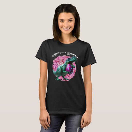Eggspert Hunter Easter Egg Hunting Easter Dinosaur Tシャツ (正面フル)