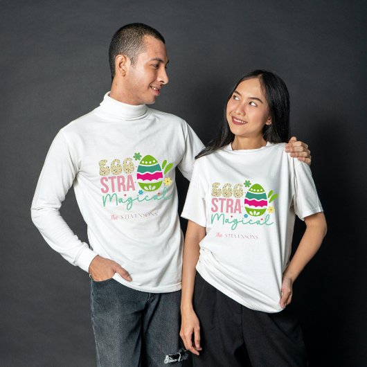 Eggstra魔法のイースター、はっきりしたタイポグラフィ家族 Tシャツ