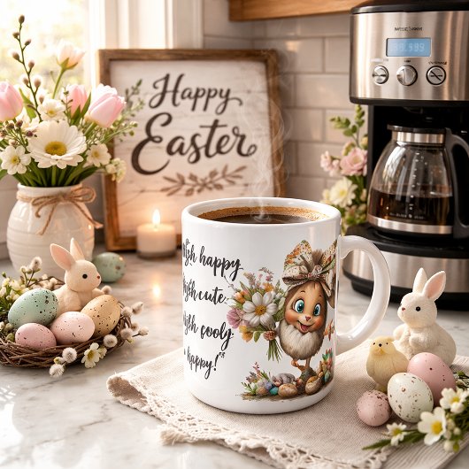 Eggstra Happy Easter Art with Customizable Name コーヒーマグカップ