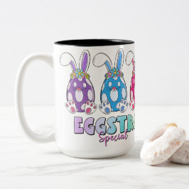 Eggstra Special Easter Bunny Eggs Colorful Kids Gr ツートーンマグカップ