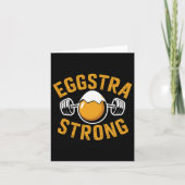Eggstra Strong Funny Egg Protein Bodybuilding Pun  カード (正面)