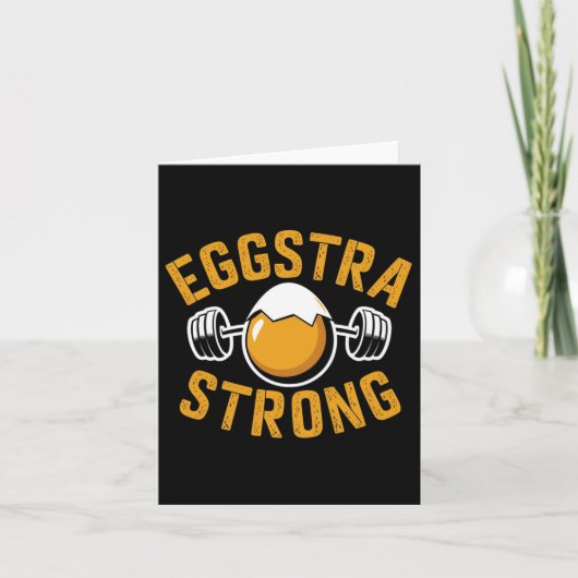 Eggstra Strong Funny Egg Protein Bodybuilding Pun  カード (正面)