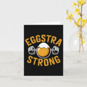 Eggstra Strong Funny Egg Protein Bodybuilding Pun  カード (黄色い花)