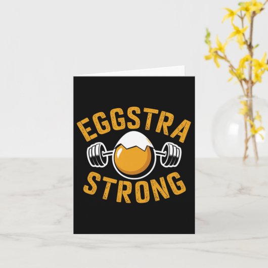 Eggstra Strong Funny Egg Protein Bodybuilding Pun  カード (黄色い花)