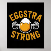 Eggstra Strong Funny Egg Protein Bodybuilding Pun  ポスター (正面)