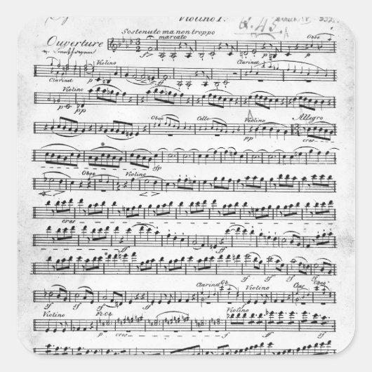 「Egmont」へのインタビューのための楽譜 スクエアシール (正面)