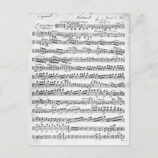 「Egmont」へのインタビューのための楽譜 ポストカード (正面)