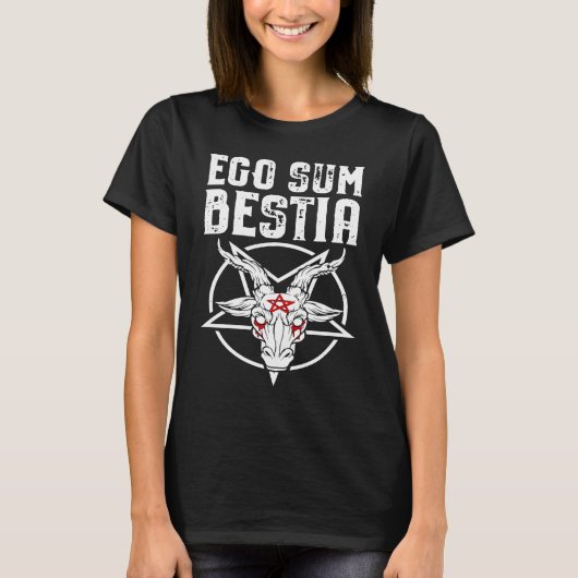 EGO SUM BESTIA  I AM THE BEAST Baphomet Satanic Pe Tシャツ (正面)