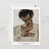 Egon Schieleによって頭を下げた自己の肖像画 ポストカード (正面/裏面)