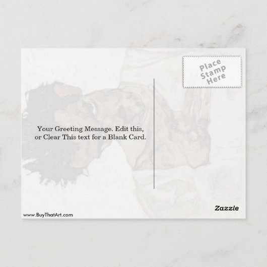 Egon Schieleによって頭を下げた自己の肖像画 ポストカード (裏面)