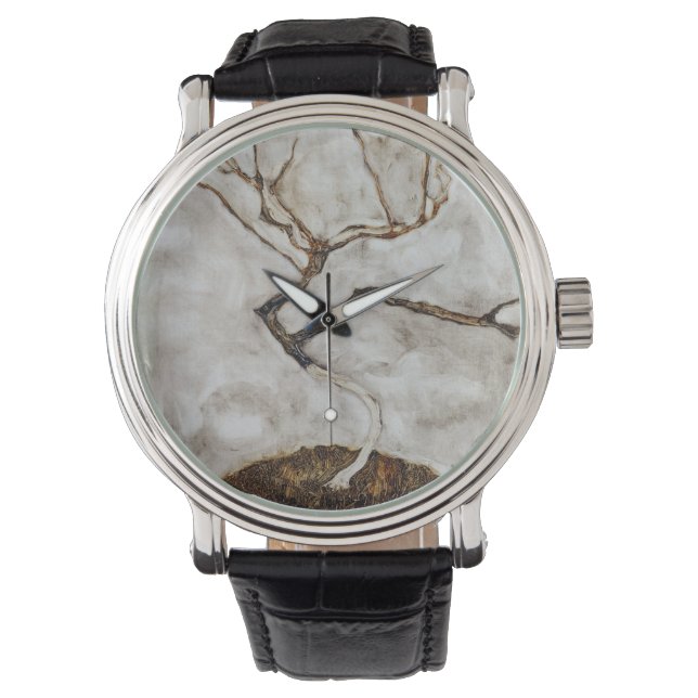 Egon Schieleによる晩秋の小さな木 腕時計 (正面)