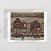 Egon Schieleによる洗浄ライン付き住宅 ポストカード (正面/裏面)