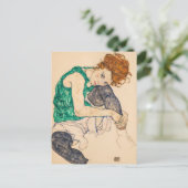 Egon Schieleによる膝を曲げた着座女性 シーズンポストカード (スタンド正面)