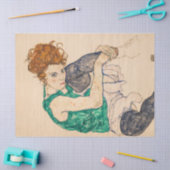 Egon Schieleによる膝を曲げた着座女性 薄葉紙 (クラフト)