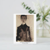 Egon Schieleによる黒衣の自画像 ポストカード (スタンド正面)