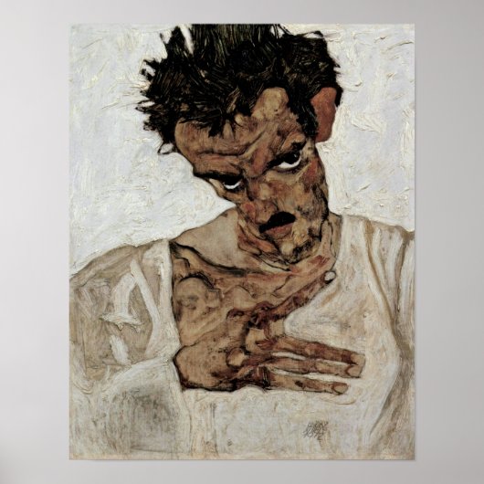 Egon+Schiele、セルフポートレート+with+fruit+Lantern,Egon ポスター (正面)