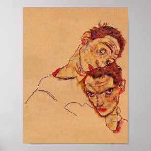 Egon Schiele – ダブルセルフポートレート ポスター