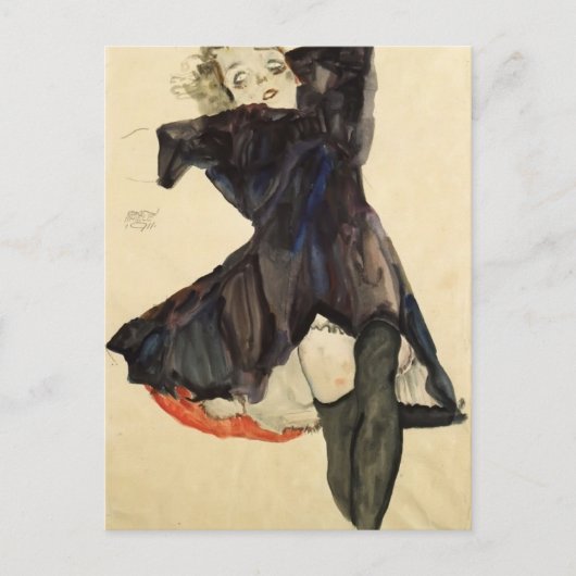 Egon Schiele – ブルードレスを着た女の子 ポストカード (正面)