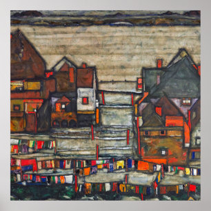 Egon Schiele – ランドリー付き住宅 ポスター