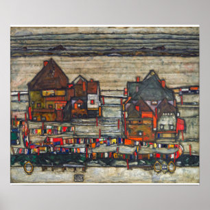 Egon Schiele – ランドリー付き住宅 ポスター