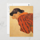 Egon Schiele – リクライニングする赤いブラウス付き女性 ポストカード (正面/裏面)
