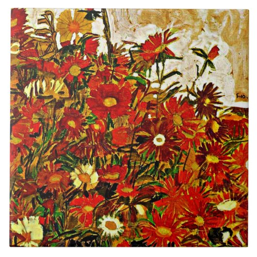 Egon Schiele 絵画's, Field of Flowers タイル (正面)