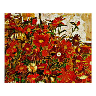 Egon Schiele 絵画's, Field of Flowers ポスター