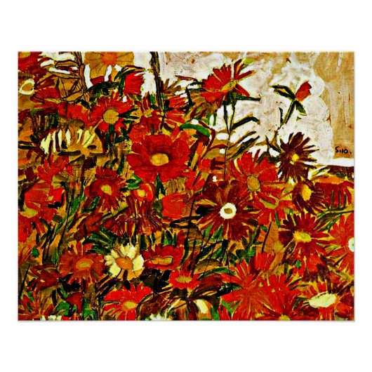 Egon Schiele 絵画's, Field of Flowers ポスター (正面)