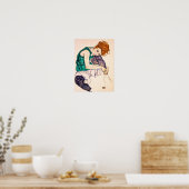 Egon Schiele – 脚を上げて座る女描性 ポスター (キッチン)