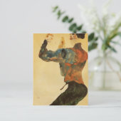 Egon Schiele – 腕を上げたセルフポートレート ポストカード (スタンド正面)