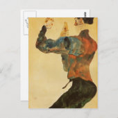Egon Schiele – 腕を上げたセルフポートレート ポストカード (正面/裏面)
